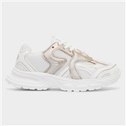 Osaga Daley Girls White & Gold Lace Up Trainer (Click For Details)