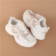 Osaga Daley Kids White & Gold Lace Up Trainer (Click For Details)