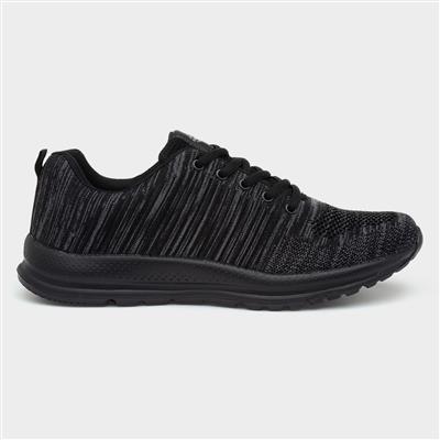Mens Black & Grey Lace Up Trainer