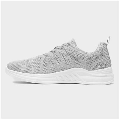 Ross Mens Grey Knitted Lace Up Trainer