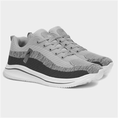 Neptune Mens Grey Lace Up Trainer