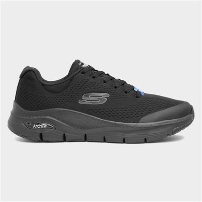 Arch Fit Mens Black Mesh Lace Up Trainer