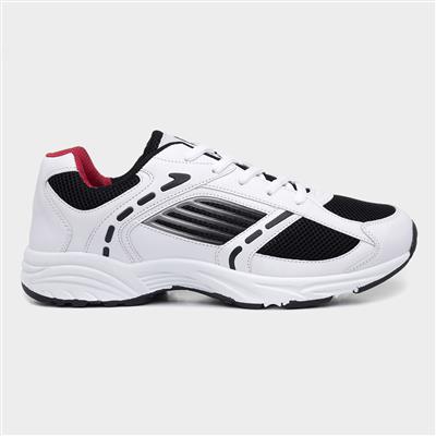 Mens White & Navy Lace Up Trainer