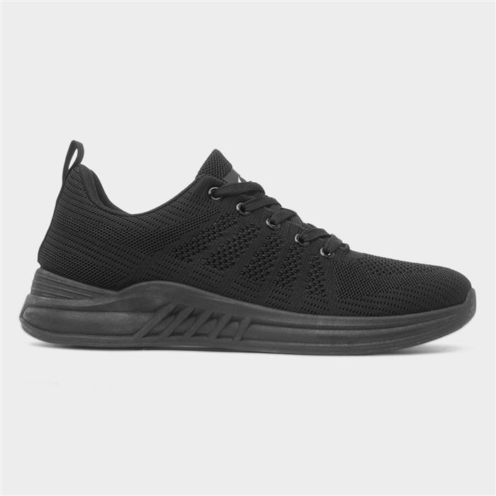 Men's Black Knitted Lace Up Trainer Size 9