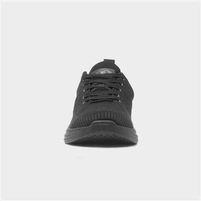 Mens Black Knitted Lace Up Trainer