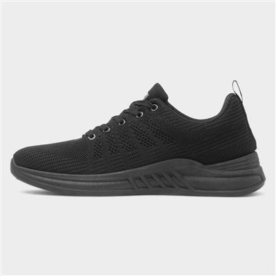 Mens Black Knitted Lace Up Trainer
