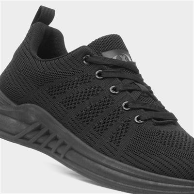 Mens Black Knitted Lace Up Trainer