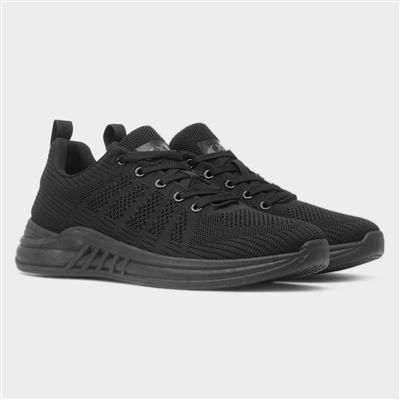 Mens Black Knitted Lace Up Trainer