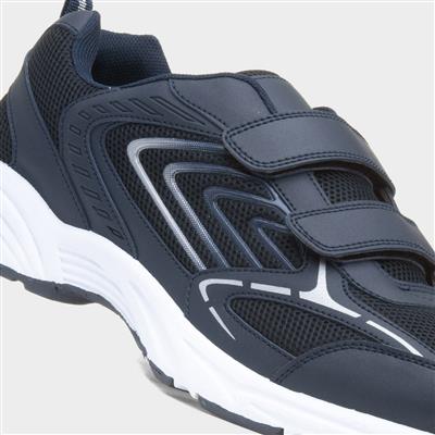 Mens Navy Easy Fasten Trainer