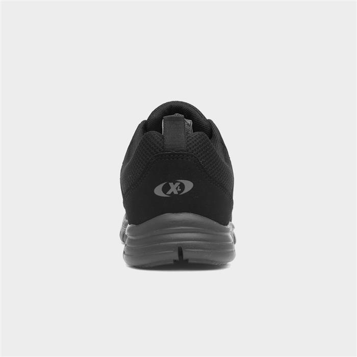 Mens Black Mesh Lace Up Jogger Trainer