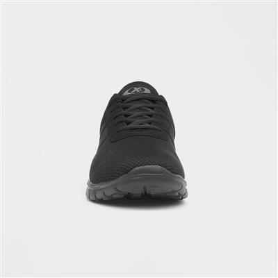 Mens Black Mesh Lace Up Jogger Trainer