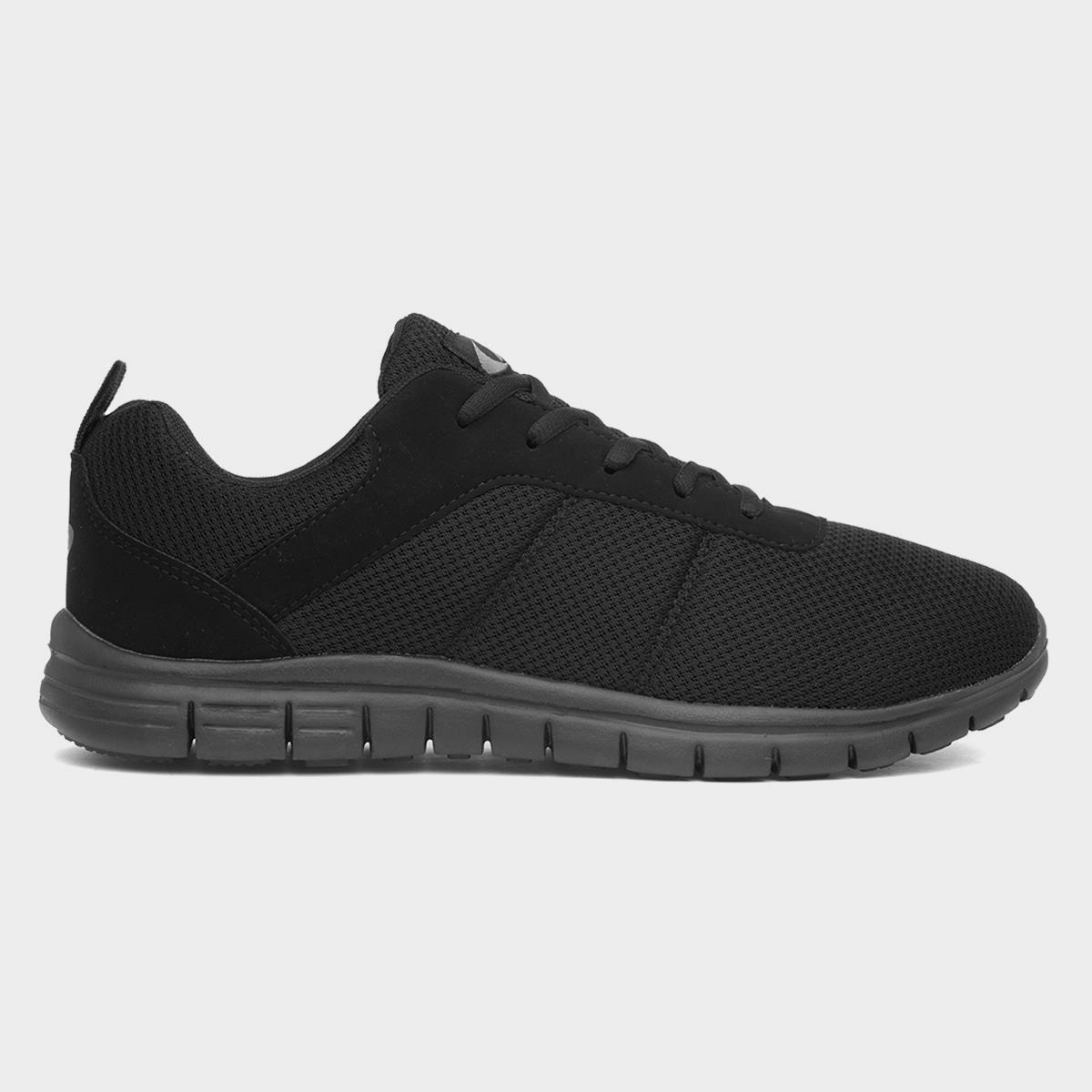 Mens Black Mesh Lace Up Jogger Trainer
