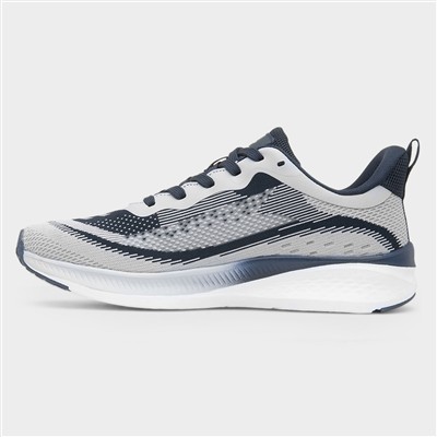 Peak Mens Grey & Navy Knitted Trainer