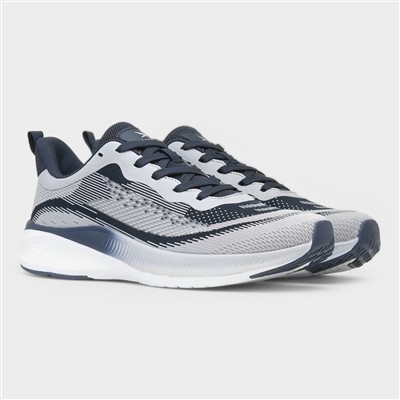 Peak Mens Grey & Navy Knitted Trainer