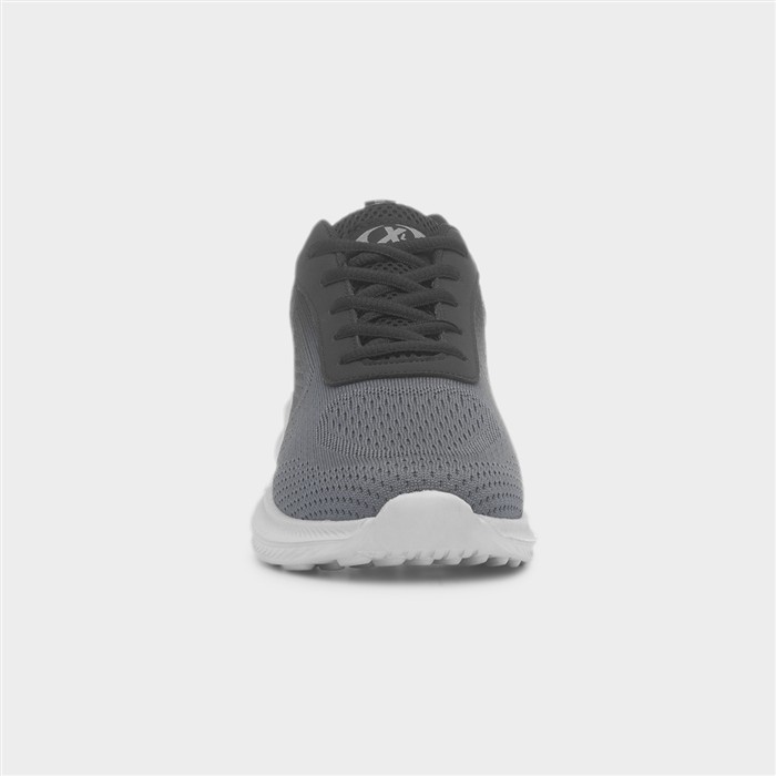 Mens Grey & Black Fade Knitted Lace Up Trainer