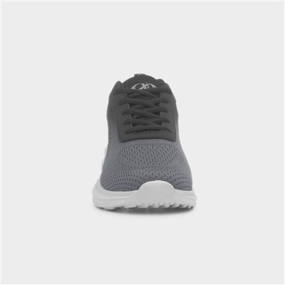 Mens Grey & Black Fade Knitted Lace Up Trainer