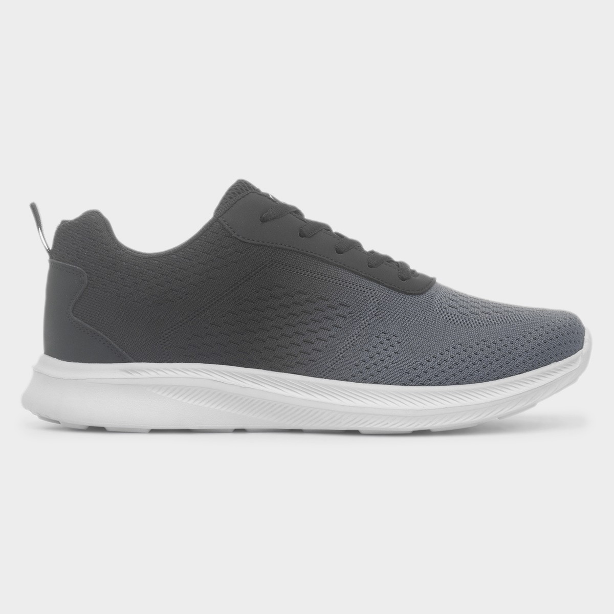 Mens Grey & Black Fade Knitted Lace Up Trainer