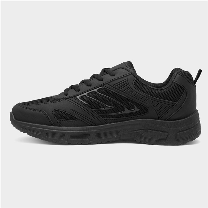 Mens Black Lace Up Chunky Trainer