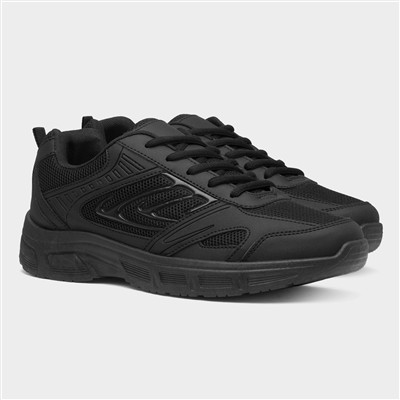 Mens Black Lace Up Chunky Trainer