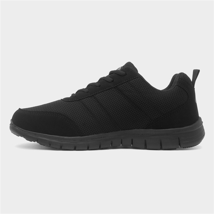 Mens Black Mesh Lace Up Trainer