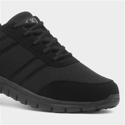 Mens Black Mesh Lace Up Trainer
