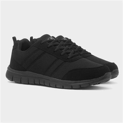 Mens Black Mesh Lace Up Trainer