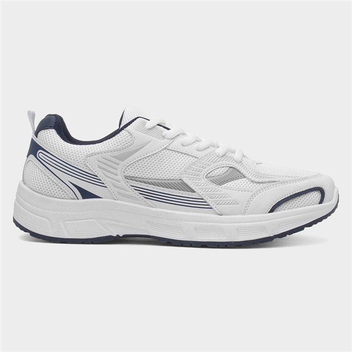 Men's White And Silver Lace Up Trainer Size 9