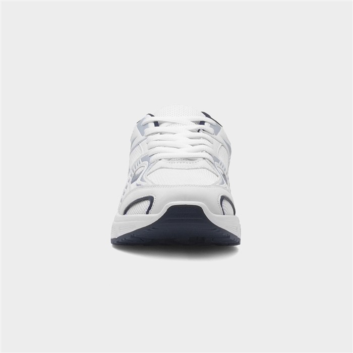 Mens White & Silver Lace Up Trainer