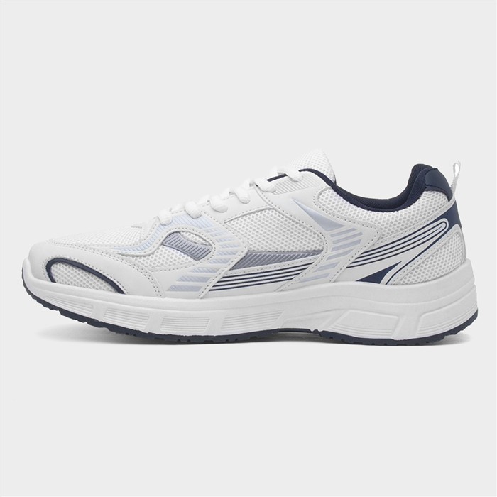 Mens White & Silver Lace Up Trainer