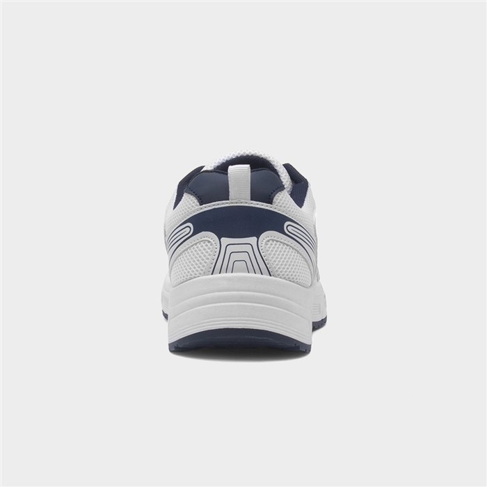 Mens White & Silver Lace Up Trainer