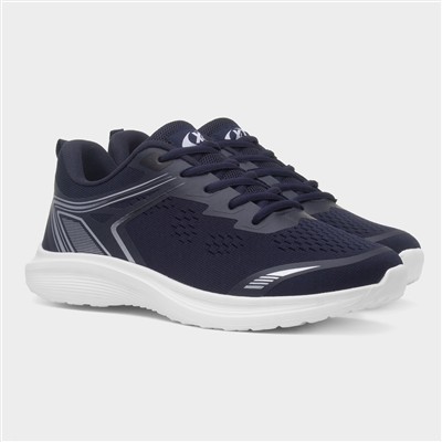 Mens Navy Lace-Up Trainer