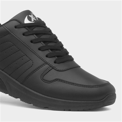Mens Black Lace-Up Trainer