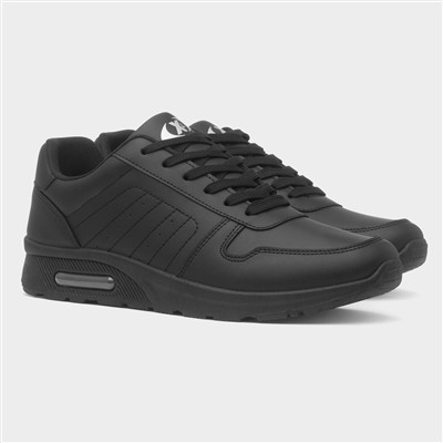 Mens Black Lace-Up Trainer