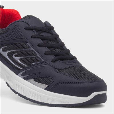 Mens Navy Lace Up Trainer