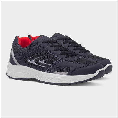 Mens Navy Lace Up Trainer