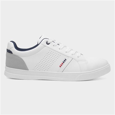 Mens White Lace-Up Trainer