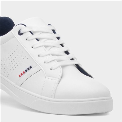Mens White Lace-Up Trainer