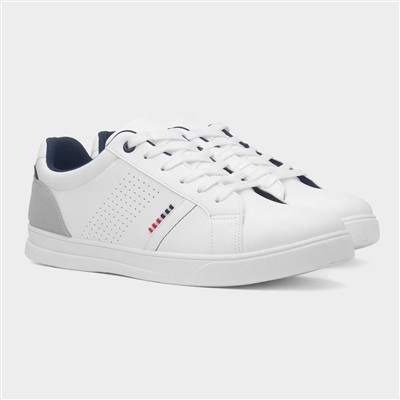Mens White Lace-Up Trainer