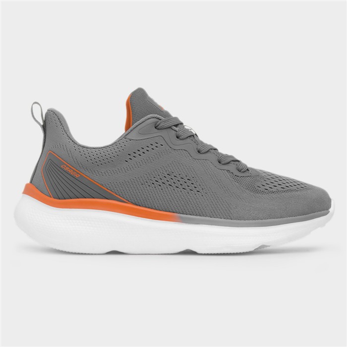 Proton Mens Grey Knitted Lace Up Trainer