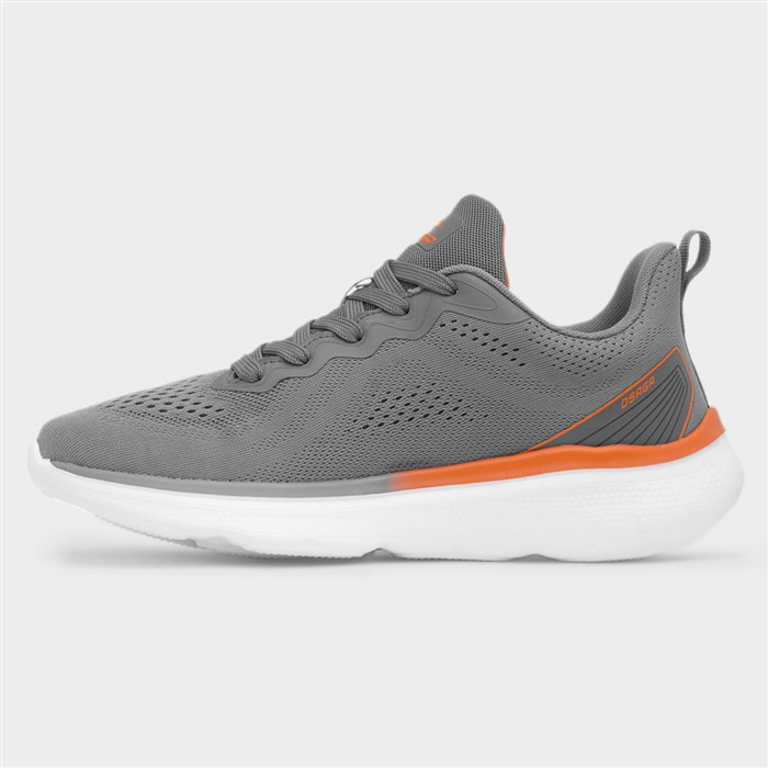 Proton Mens Grey Knitted Lace Up Trainer