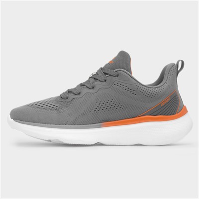 Proton Mens Grey Knitted Lace Up Trainer