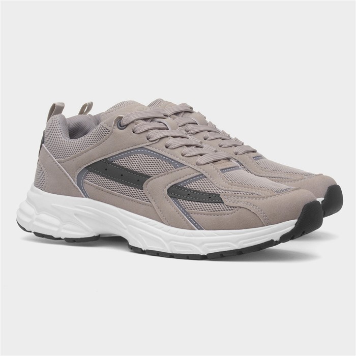 Mens Grey Lace Up Chunky Trainer