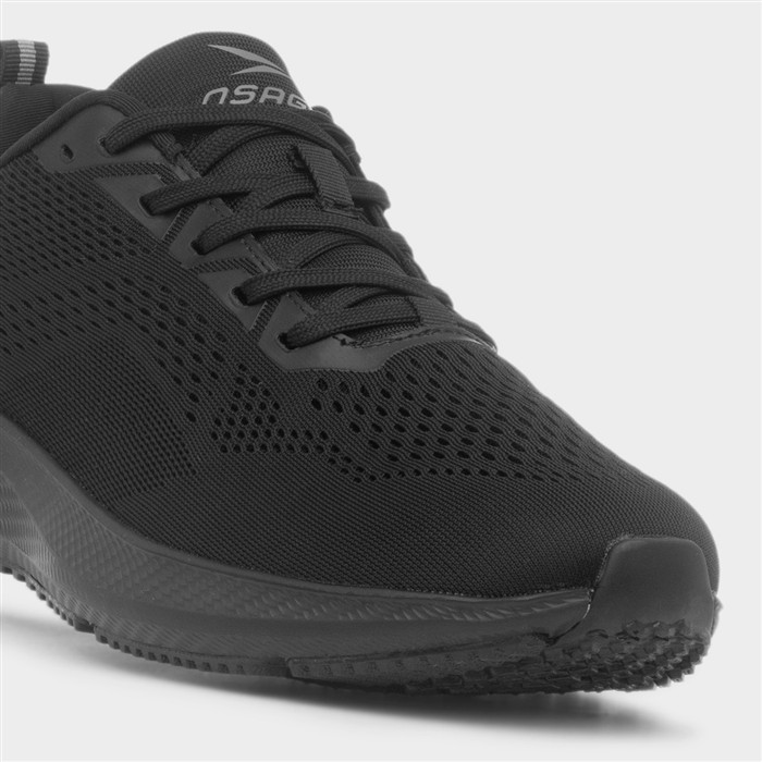 Universe Mens Black Lace Up Knitted Trainer