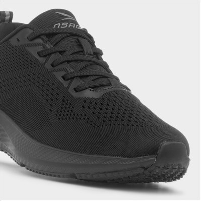 Universe Mens Black Lace Up Knitted Trainer