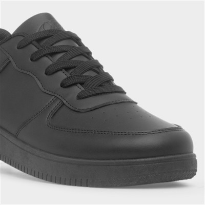 Mens Black Flat Lace Up Trainer