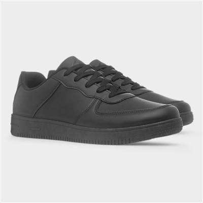 Mens Black Flat Lace Up Trainer