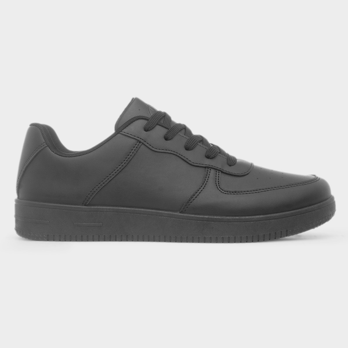 Mens Black Flat Lace Up Trainer