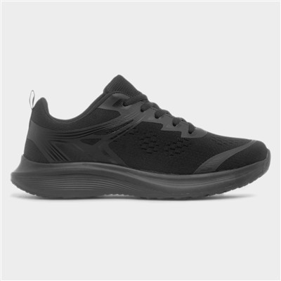 Womens Black Knitted Lace Up Trainer