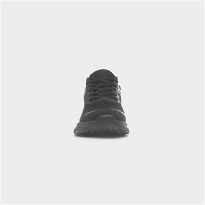Womens Black Knitted Lace Up Trainer