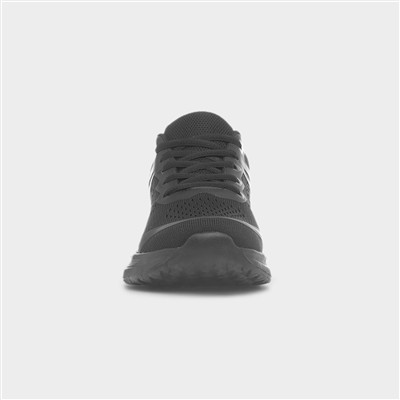 Womens Black Knitted Lace Up Trainer